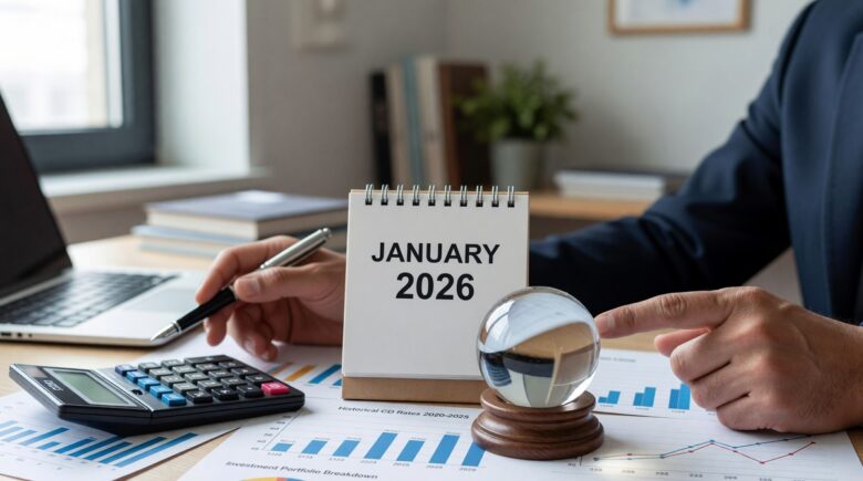 CD rates forecast chart for 2026 showing projected interest rate trends