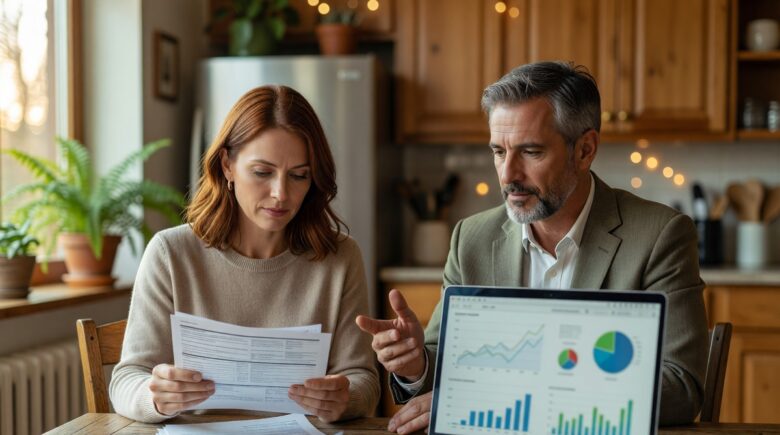 Person reviewing credit score on laptop while building credit from scratch