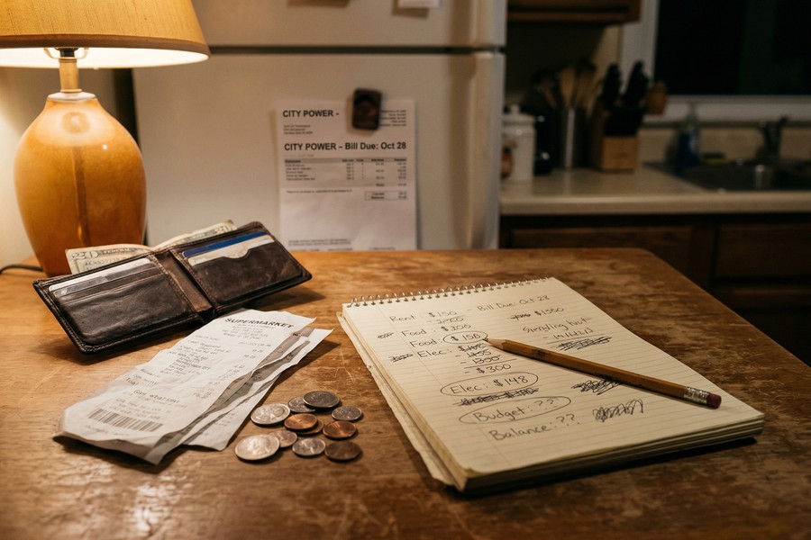 Illustrated breakdown of monthly sinking fund categories including car, medical, and holidays