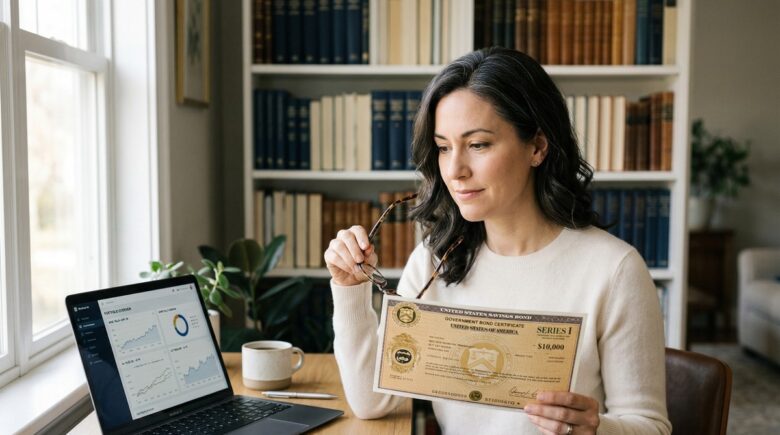 Beginner investor researching how to invest in treasury bonds on a laptop