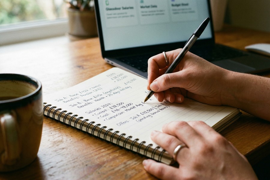 Step-by-step salary negotiation action plan checklist on a clean white background