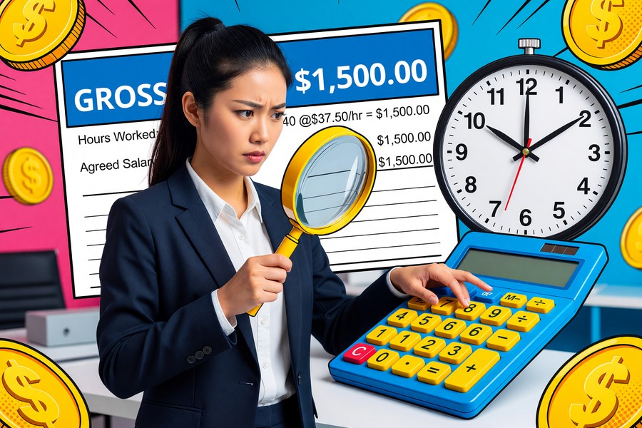 Close-up of pay stub year-to-date column highlighting Social Security wage base cap