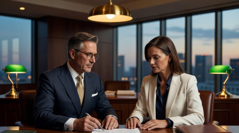 Business owner reviewing prime rate business lending terms with a banker