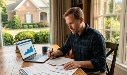 Homeowner reviewing mortgage documents affected by prime rate changes