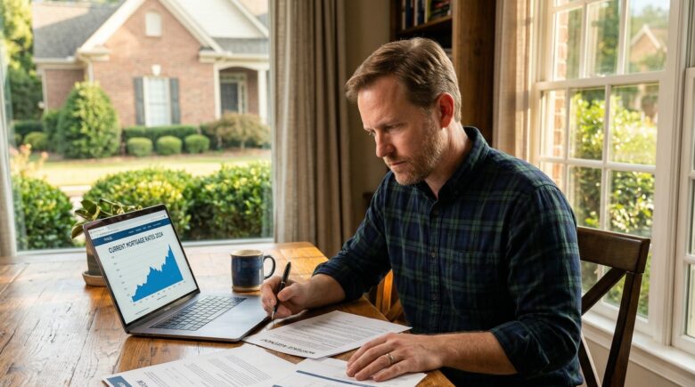 Homeowner reviewing mortgage documents affected by prime rate changes