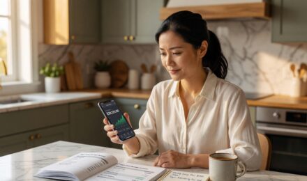 Person reviewing prime rate savings accounts growth on a laptop with rising interest rate chart
