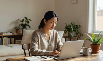 Person checking their good credit score on a smartphone with a rising score chart in the background