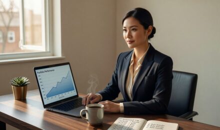 Investor using dollar cost averaging strategy with consistent contributions over time on a financial chart