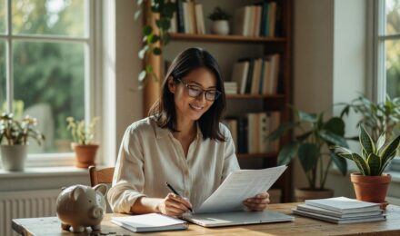 Person planning what to do with their 2026 tax refund at a desk with financial documents