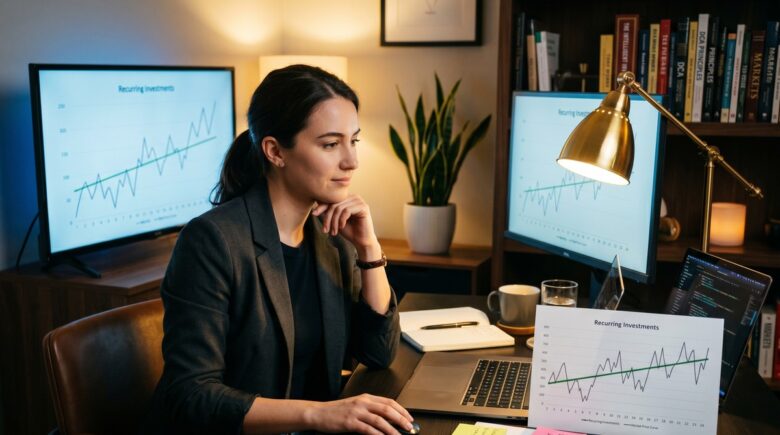 Investor using dollar-cost averaging strategy to reduce investment risk over time