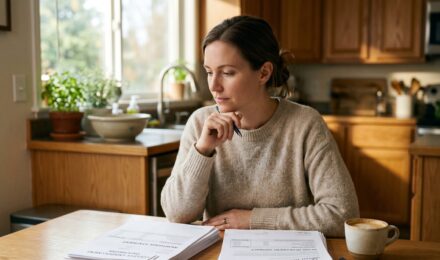 Person reviewing loan documents comparing good debt vs bad debt options