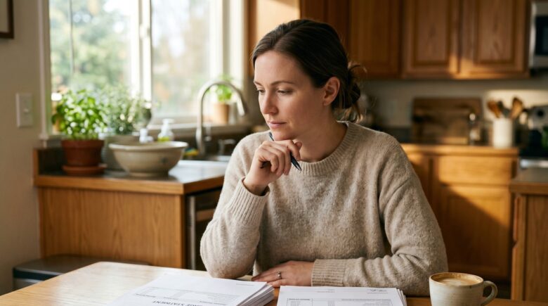 Person reviewing loan documents comparing good debt vs bad debt options