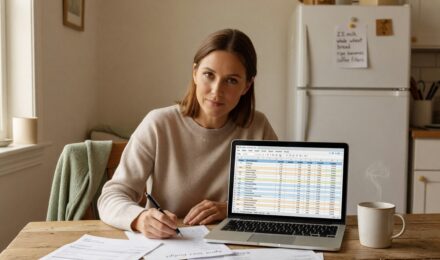 Person reviewing budget spreadsheet on laptop after job loss