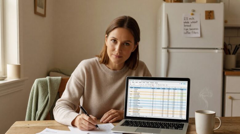 Person reviewing budget spreadsheet on laptop after job loss