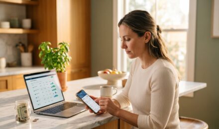 Person comparing savings account options for an emergency fund on a laptop