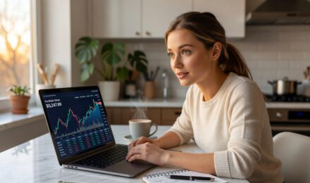 Beginner investor reviewing how to invest first 1000 dollars on a laptop