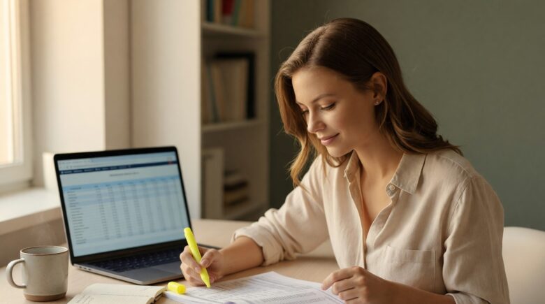 Person reading their credit report on a laptop for the first time