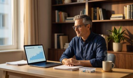 Person reviewing HSA investment account growth chart as part of a long-term wealth building strategy