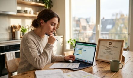 Student reviewing prime rate student loan interest rates on laptop
