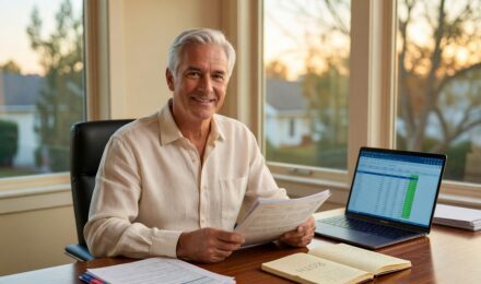 Retiree reviewing a Roth conversion ladder strategy on a financial planning worksheet