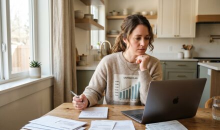 Person reviewing savings account balance to evaluate if a 6 month emergency fund is enough