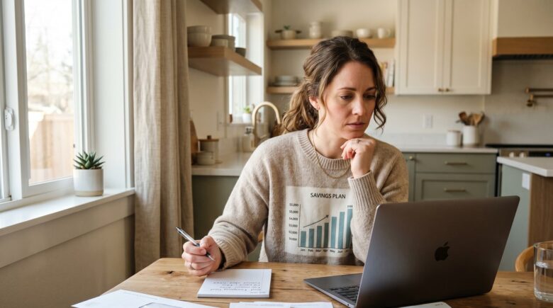 Person reviewing savings account balance to evaluate if a 6 month emergency fund is enough