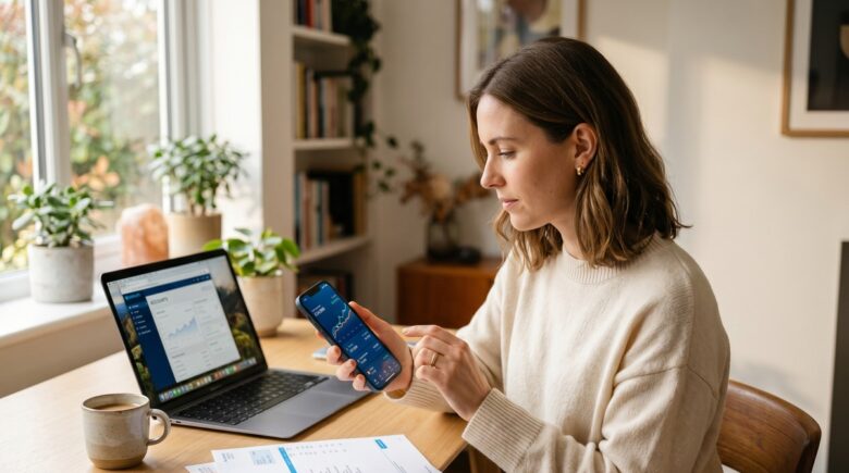 Side-by-side comparison of a cash management account and a high-yield savings account on a financial dashboard