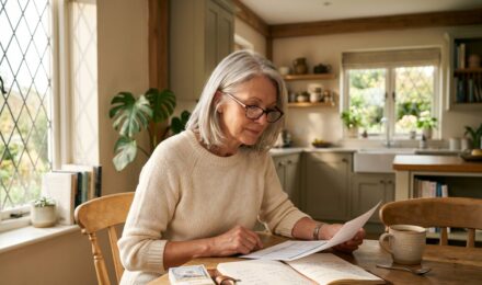 Retired couple reviewing cash reserve and retirement savings plan at home