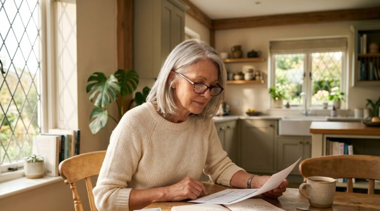 Retired couple reviewing cash reserve and retirement savings plan at home