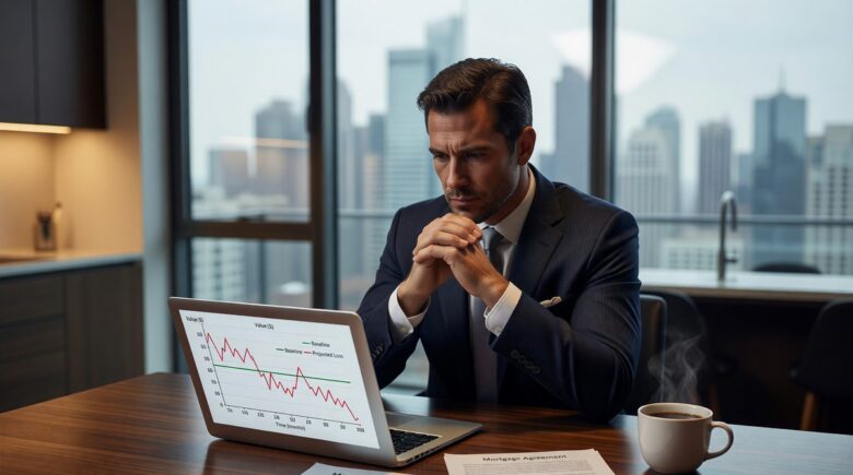 Person comparing fixed rate vs variable rate loan options on a laptop with interest rate charts