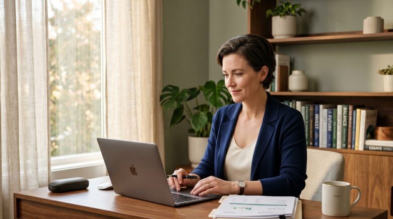 Person reviewing high-yield savings account balance on laptop during a recession