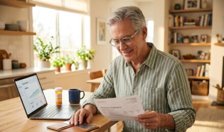 Senior couple reviewing HSA account options on a laptop after age 65
