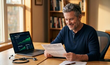 Person reviewing HSA retirement strategy documents with triple tax advantage chart