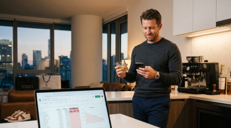 Person reviewing rising expenses on a budget spreadsheet as income increases illustrating lifestyle creep