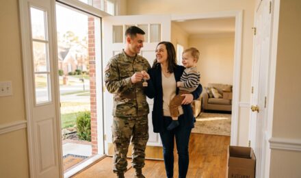 Military family reviewing VA benefits and BAH paperwork to build long-term wealth