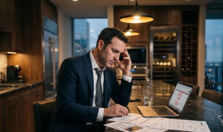 High earner reviewing net worth vs income gap on financial documents