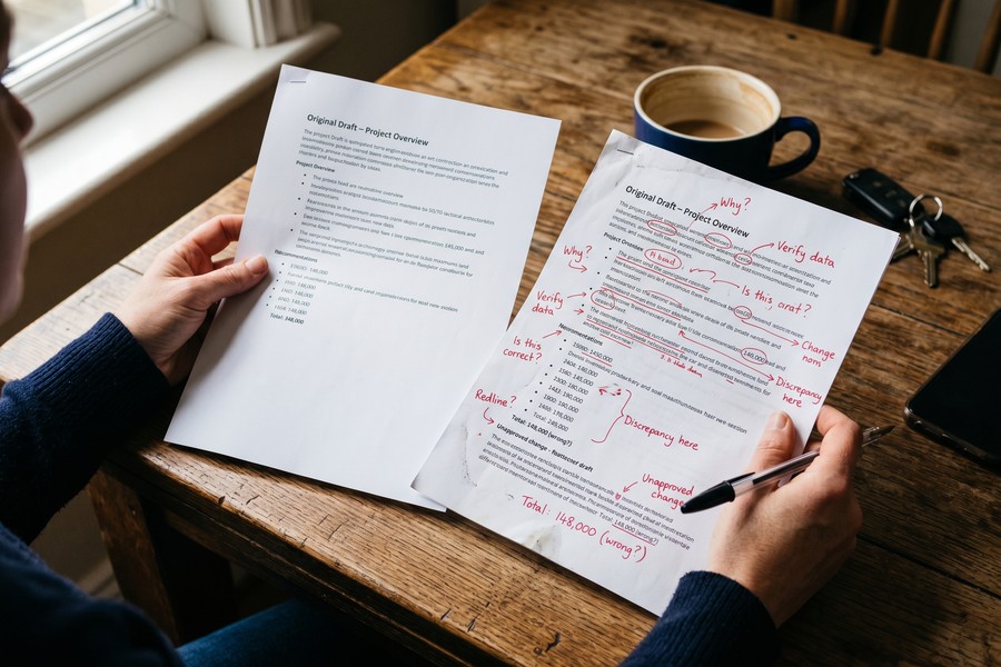 Car buyer reviewing pre-approval offers from multiple lenders side by side at a desk