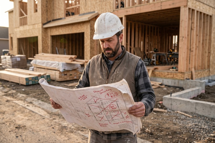 Construction budget worksheet showing hard costs, soft costs, and interest reserve line items