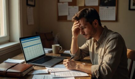 Freelancer reviewing variable borrowing costs affected by the prime rate on a laptop