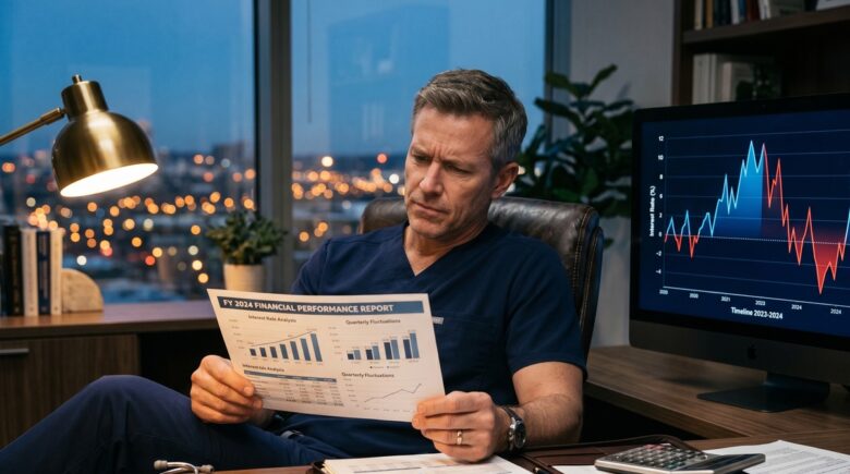 Physician reviewing financial documents affected by prime rate changes