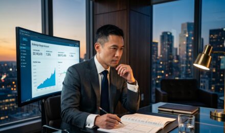 Investor reviewing margin loan interest rates compared to the prime rate on a brokerage account statement