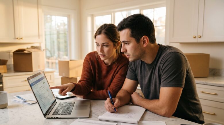 Newlywed couple reviewing variable-rate debt options as prime rate shifts
