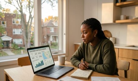 Person reviewing real estate investment strategies with no down payment on a laptop