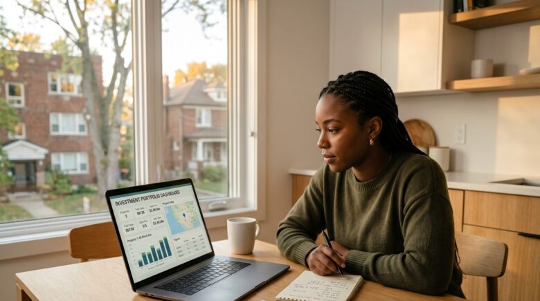 Person reviewing real estate investment strategies with no down payment on a laptop