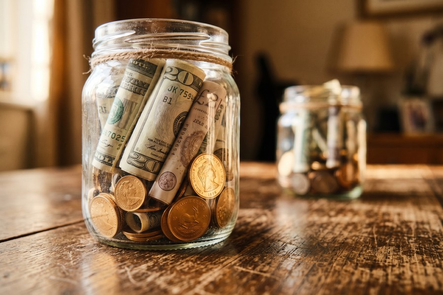 Infographic showing retirement savings growth timeline starting at age 40 with different monthly contribution amounts