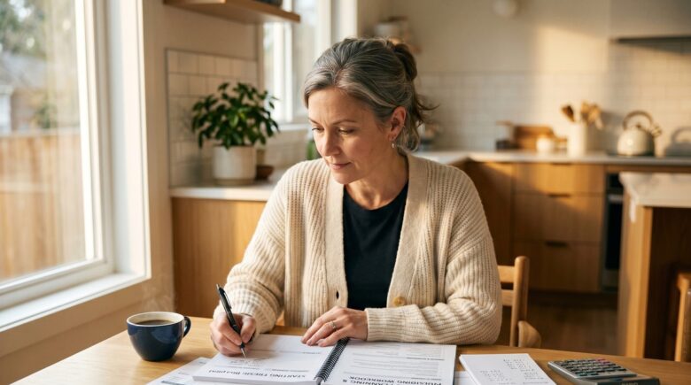 Person reviewing retirement savings plan documents after a divorce