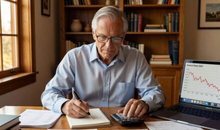 Retired couple reviewing variable rate debt statements before a Federal Reserve rate cut