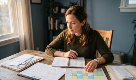 Calendar and paycheck comparison showing biweekly versus monthly budgeting methods
