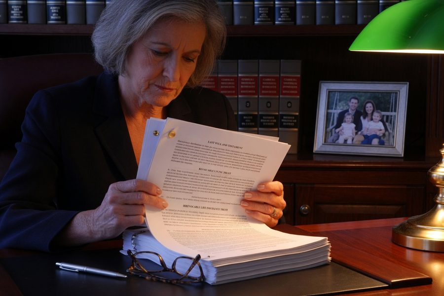 A graphic showing a trust shield protecting assets from creditors, divorce, and estate tax