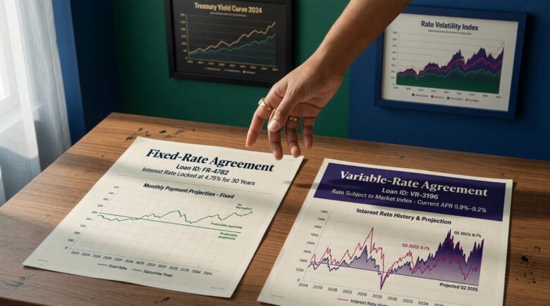 Comparison chart showing fixed-rate vs variable-rate business line of credit terms and pricing for 2026